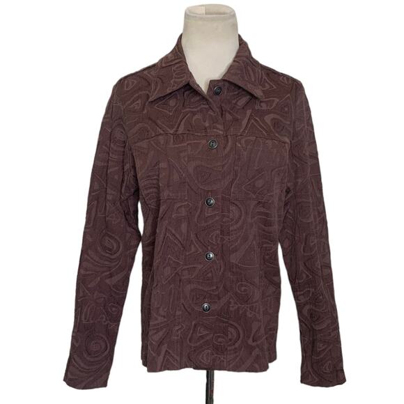 Kaktus brown buttoned stretched shacket size small - Picture 1 of 8